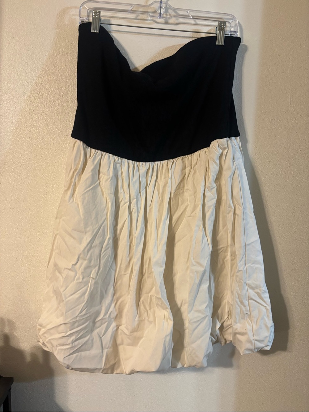 a new day Black and Cream Strapless Bubble Dress